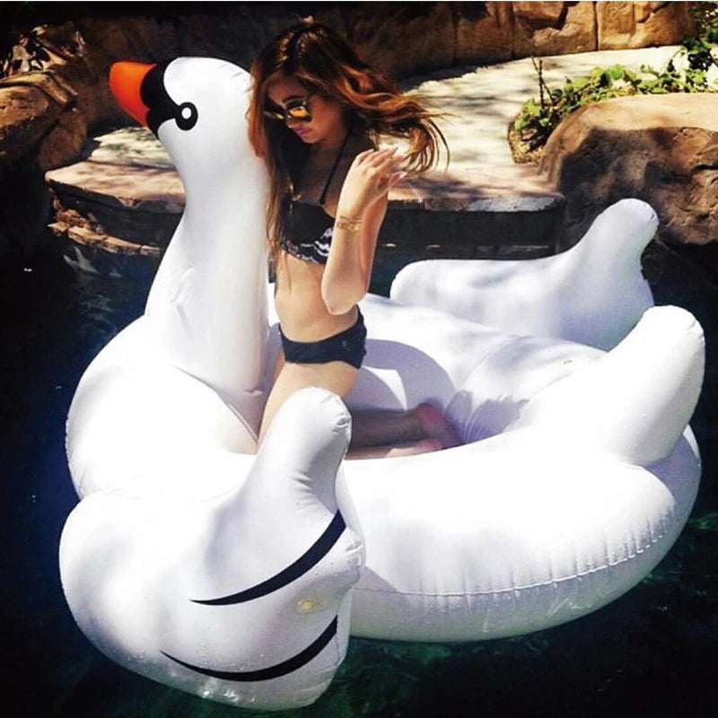 150cm 60inch Giant Swan Pool Float For Adult Children Baby Ride-On Swimming Ring Party Holiday Water Fun Toys Air Mattress boia