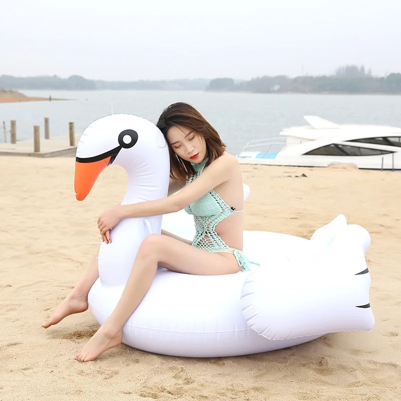 150cm 60inch Giant Swan Pool Float For Adult Children Baby Ride-On Swimming Ring Party Holiday Water Fun Toys Air Mattress boia