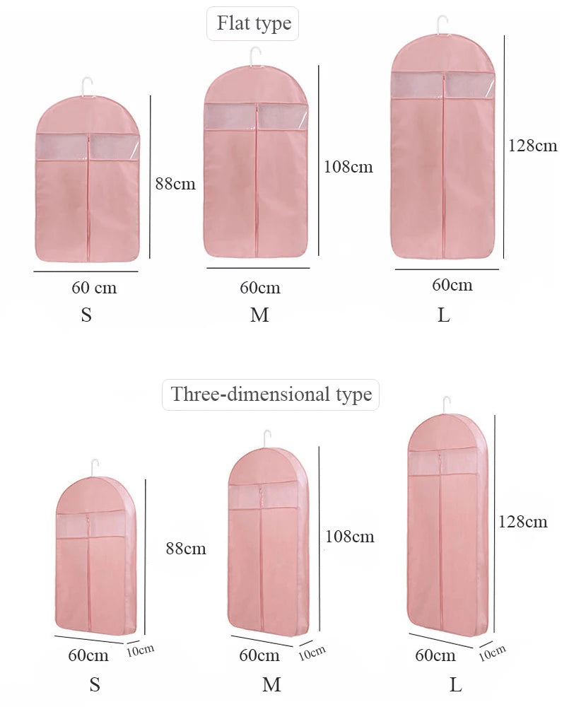 Three-dimension case for dresses wardrobe clothes cover suit cover with zipper garment bag with clear window fur coat protector