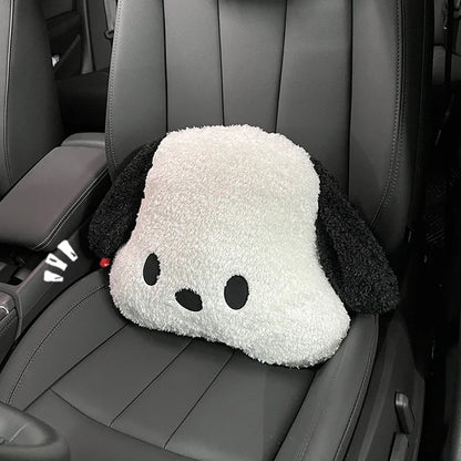 Plush Anime Cute Pochacco Car Waist Pillow Creative Car Headrest Neck Protection Pillow Soft Comfortable Auto White Dog Pillow