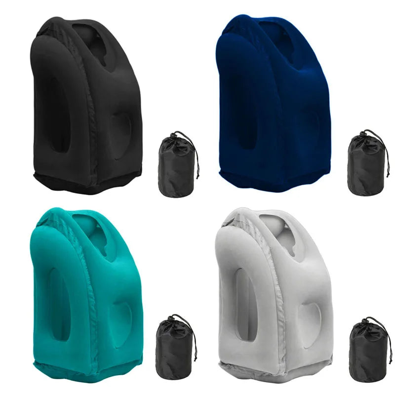 Inflatable Travel Pillow Portable Chin Support Neck Pillow for Airplane Car Bus Train Office Nap