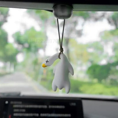 Swing Goose Car Pendant Funny Swing Duck Car Hanging Ornament Car Rear View Fragrance Decoration Accessories