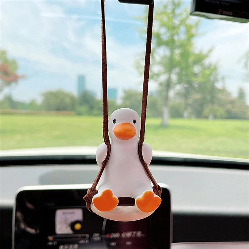 Cute Car Interior Duck Anime  Decoration Gypsum Auto Rearview Mirror Pendant for Swing Kawai Car Decoration Accessories Dropship