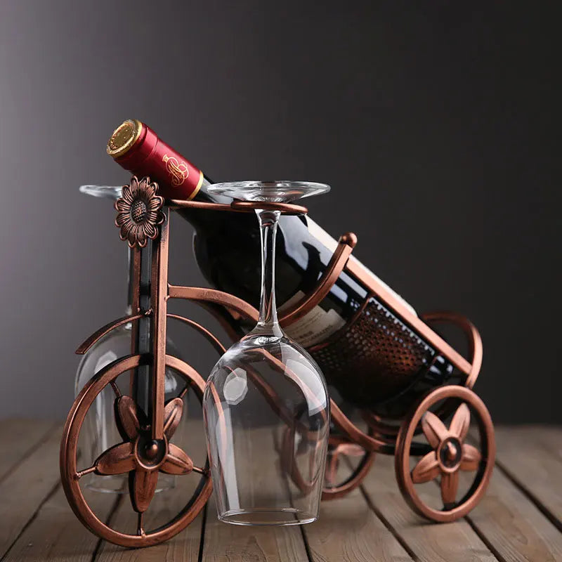 NUBECOM Retro Carriage Bike Wine Rack Hanging Wine Glass Holder Bar Dining Table Decor Wine Bottle Display Rack Wine Organizer