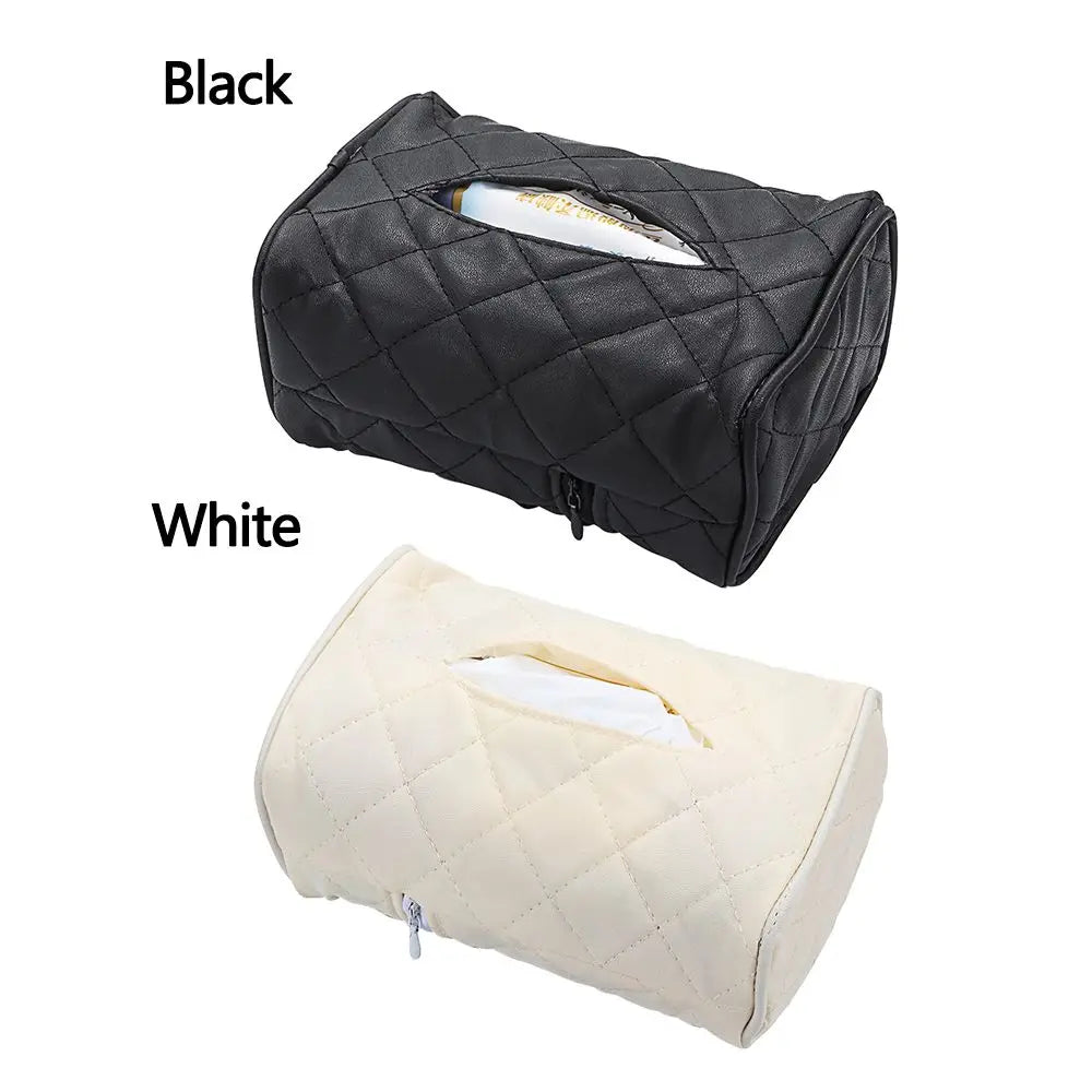 Back Seat Accessories Car Decoration Leather Napkin Bag Paper  Cover Tissue  Storage Box Organizer