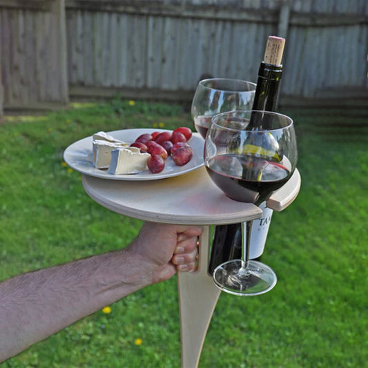 Outdoor Portable Foldable Wine Table Easy To Carry with Round Desktop Mini Wooden Rack Picnic Party Travel