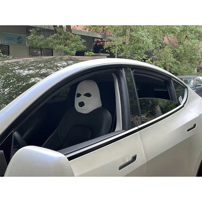 Funny Car Headrest Cover For Tesla Model 3/Y/S/X Seat Decoration Winter Cap Halloween Styling Balaclava 3Hole Mask Decals