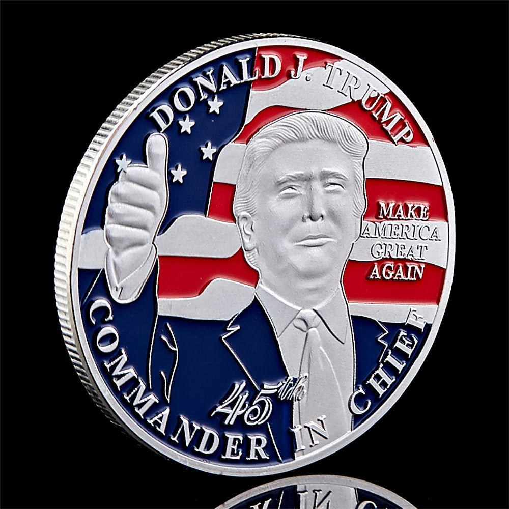 American 45th President Donald Trump Coin US White House The Statue of Liberty Silver Replica Coin Collection