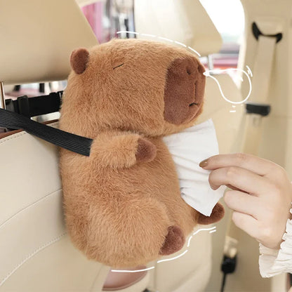 Car Tissue Boxes Capybara Plush accessories Car Backseat Hanging Tissue Bag Box Plush holder cover Auto Toys Interior Decoration