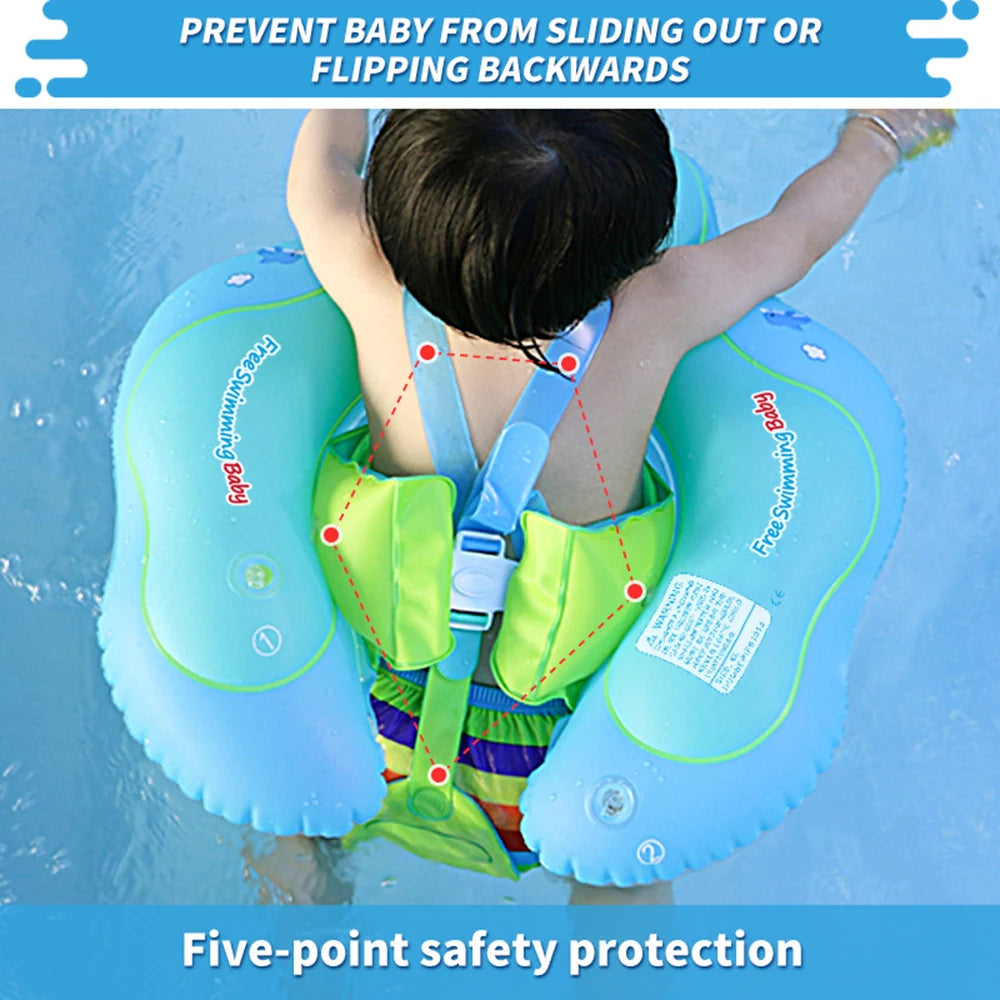 New Upgrades Inflatable Baby Swimming Ring with Removable Sun Canopy Floating Swimming Pool Swim Trainer Summer Bathing Toys