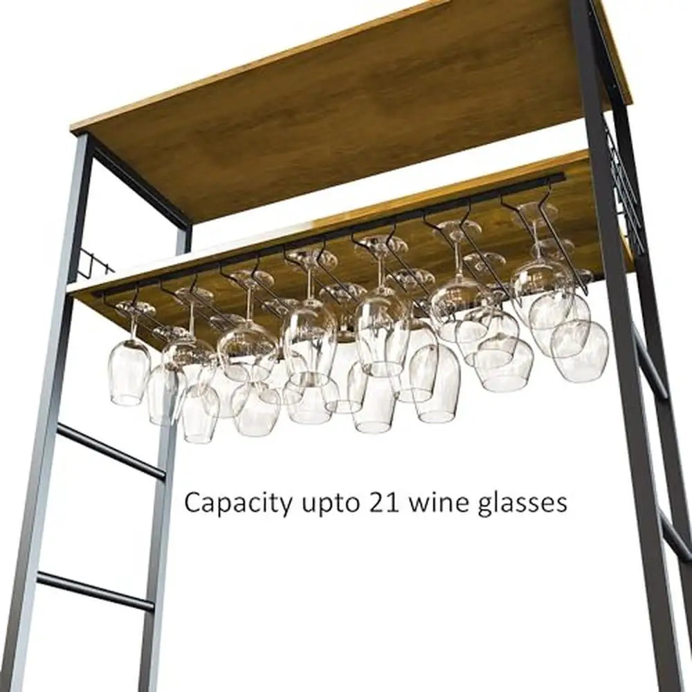 Wine Rack with  Glasses Holder Liquor Cabinet Bar Home Storage Drawers Shelves Floor Freestanding 40 Bottles 21