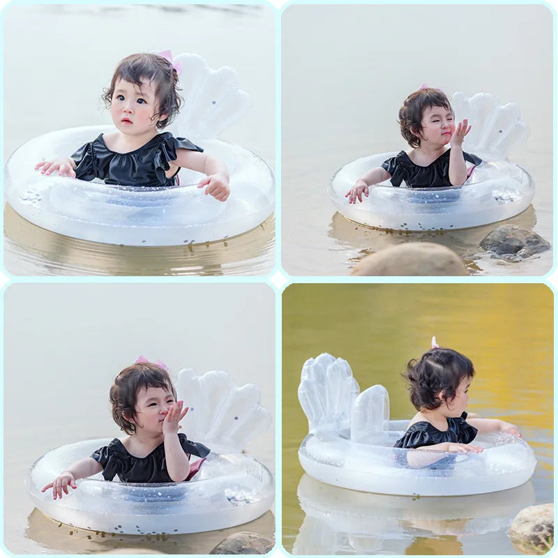 Rooxin Inflatabel Shell Pool Float Baby Swimming Ring With Backrest Water Play Tube Floating Seat Swim Circle Pool Party Toys