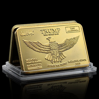 Official Trump 2024 Crad Gold Bar Style Challenge Medal Save America with Signature and Unique Number Collectibles