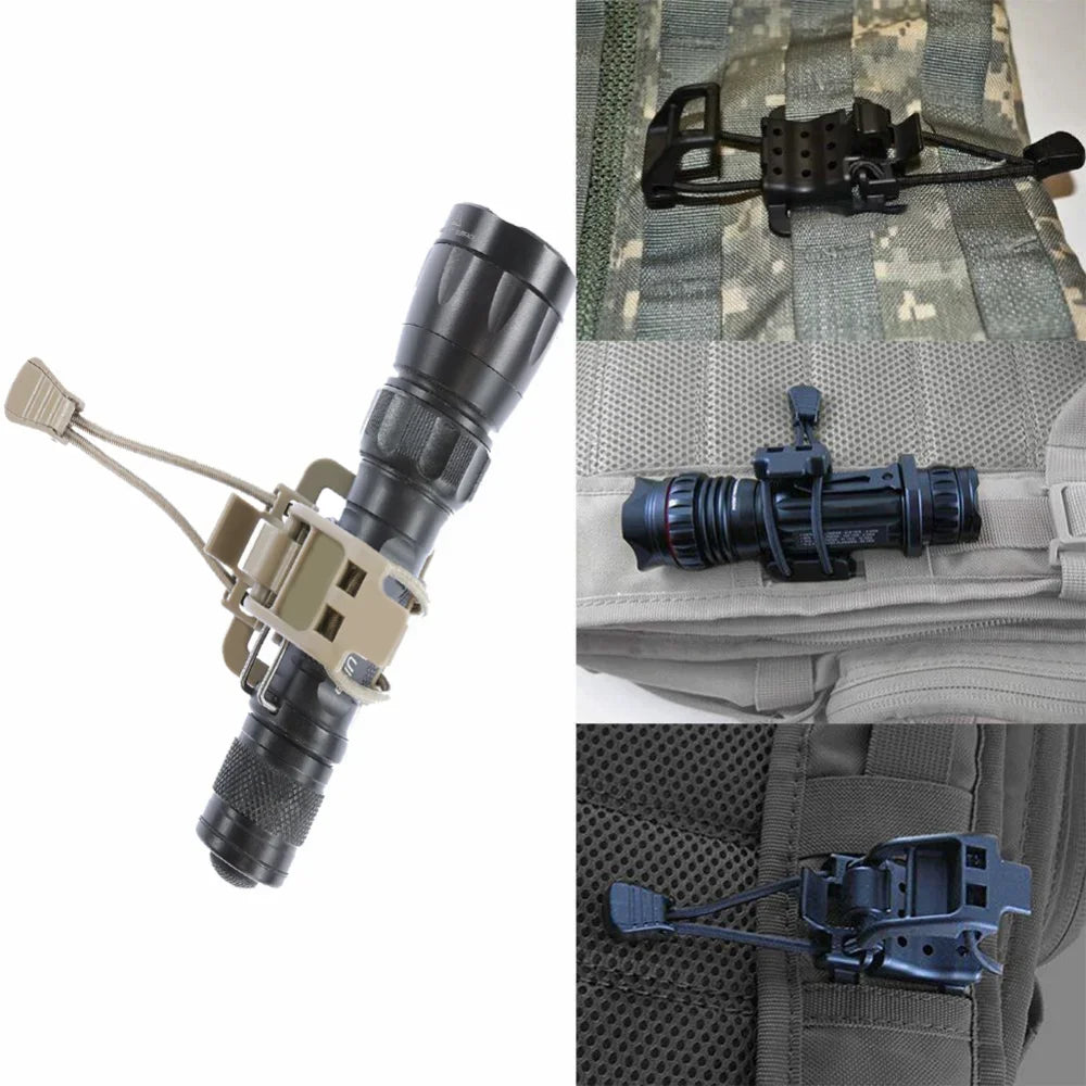 Tactical Flashlight Clip Molle Hiking Accessories Multifunction Hanging Buckle Shovel Clamp Axe Clamp Bracket Military Backpack