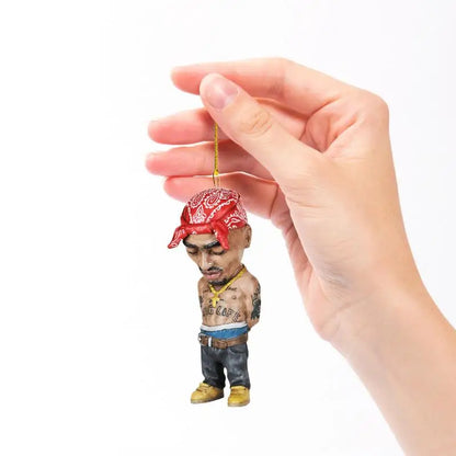 Car RearView Mirror 2D Pendant Car Interior Hanging Ornament Hip Hop Funny Rapper Mini Acrylic Decoration Room Office Doll Decor