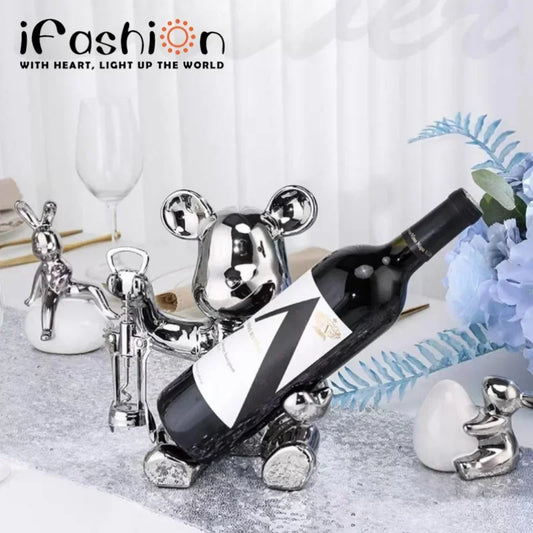 CeramicBear Wine Rack Wine Tray Living Room Restaurant Wine Cooler Decoration Modern Style Luxury Home Decor Accessories Statues