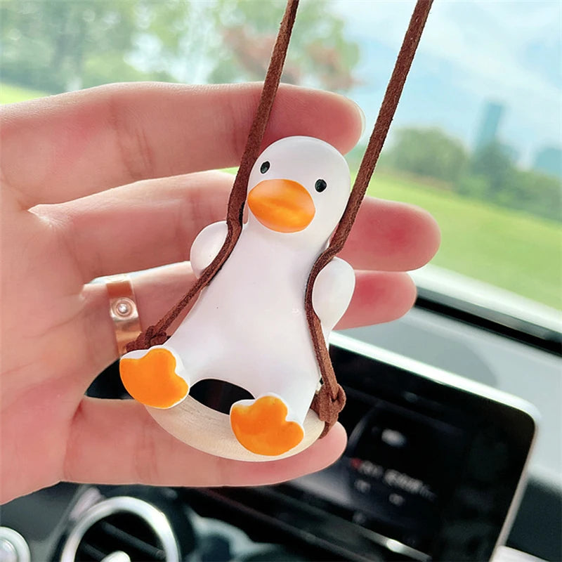 Cute Car Interior Duck Anime  Decoration Gypsum Auto Rearview Mirror Pendant for Swing Kawai Car Decoration Accessories Dropship