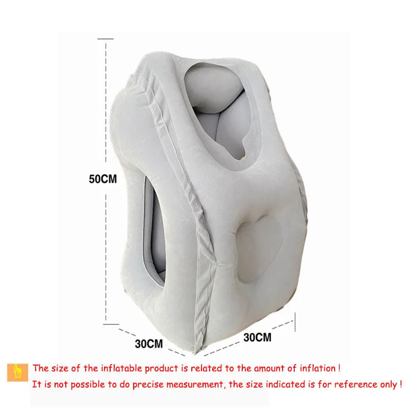 Inflatable Travel Pillow Portable Chin Support Neck Pillow for Airplane Car Bus Train Office Nap