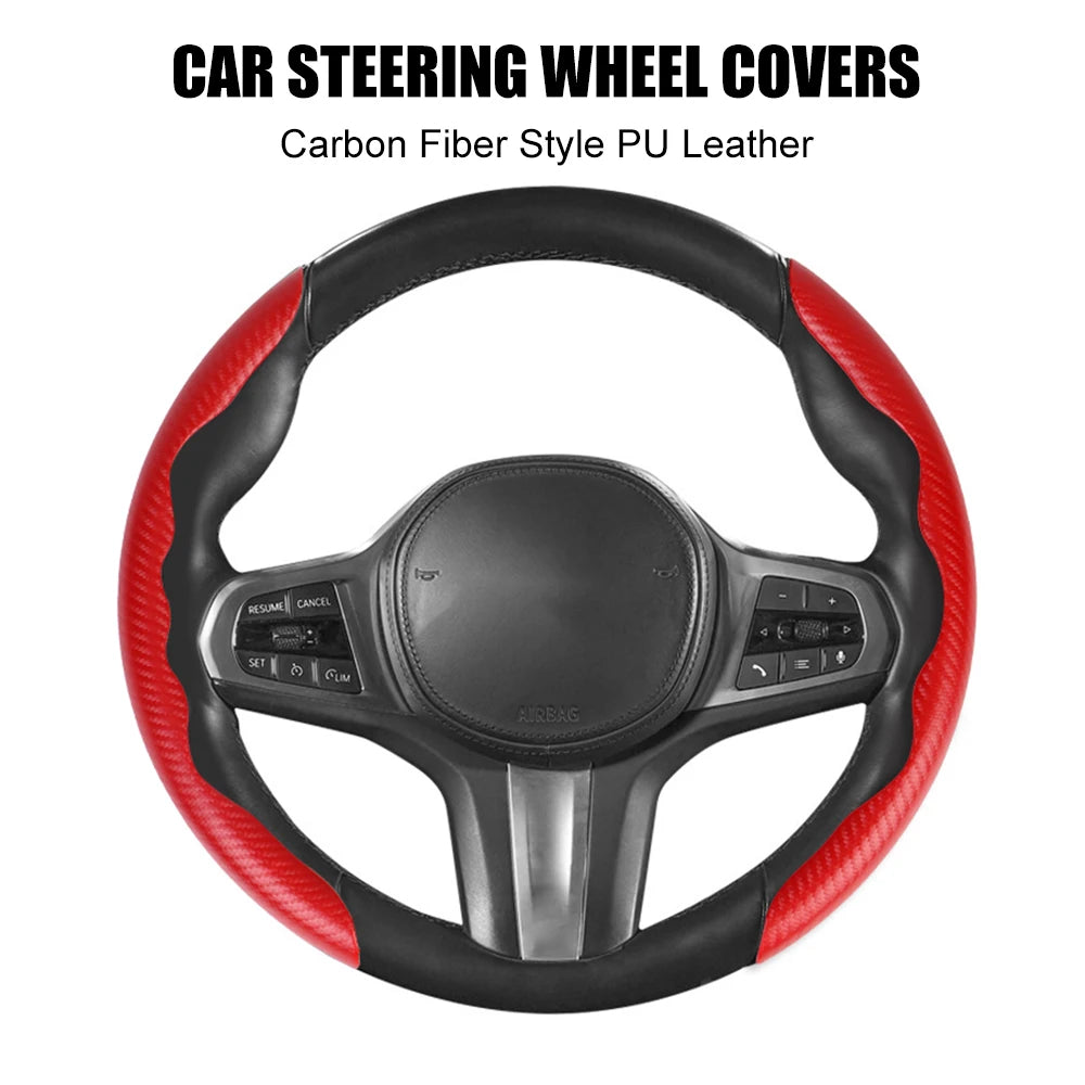 Universal 1Pair Micro Fiber Leather Auto Interior Decoration Accessories Carbon Fiber Look Car Steering Wheel Booster Cover