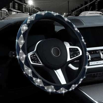 Bling Bling Diamond Rhinestones Car Steering Wheel Cover 37/38cm Auto Interior Accessories Women Case Car Styling Four Seasons