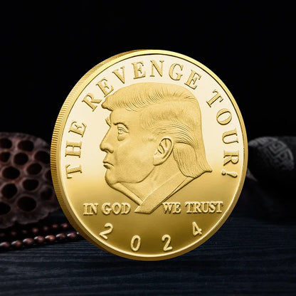 New 2024 President Donald Trump Silver Gold Plated EAGLE Commemorative Coin Donald J Trump Of US President THE REVENGE TOUR Coin