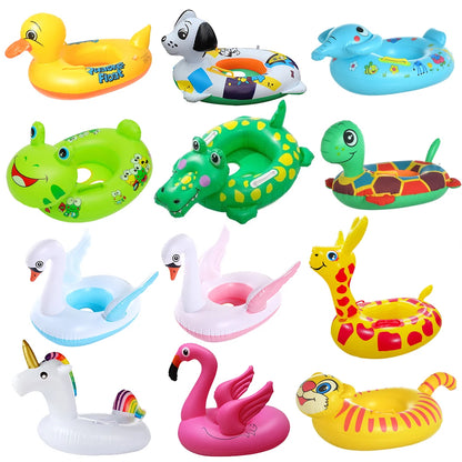 Baby Pool Float Dinosaur Swim Ring Inflatable Flamingo Swimming Circle Inflatable Games for Kids Pool Toys Unicorn Mermaid