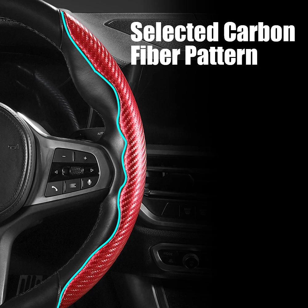 Universal 1Pair Micro Fiber Leather Auto Interior Decoration Accessories Carbon Fiber Look Car Steering Wheel Booster Cover