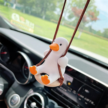 Cute Car Interior Duck Anime  Decoration Gypsum Auto Rearview Mirror Pendant for Swing Kawai Car Decoration Accessories Dropship