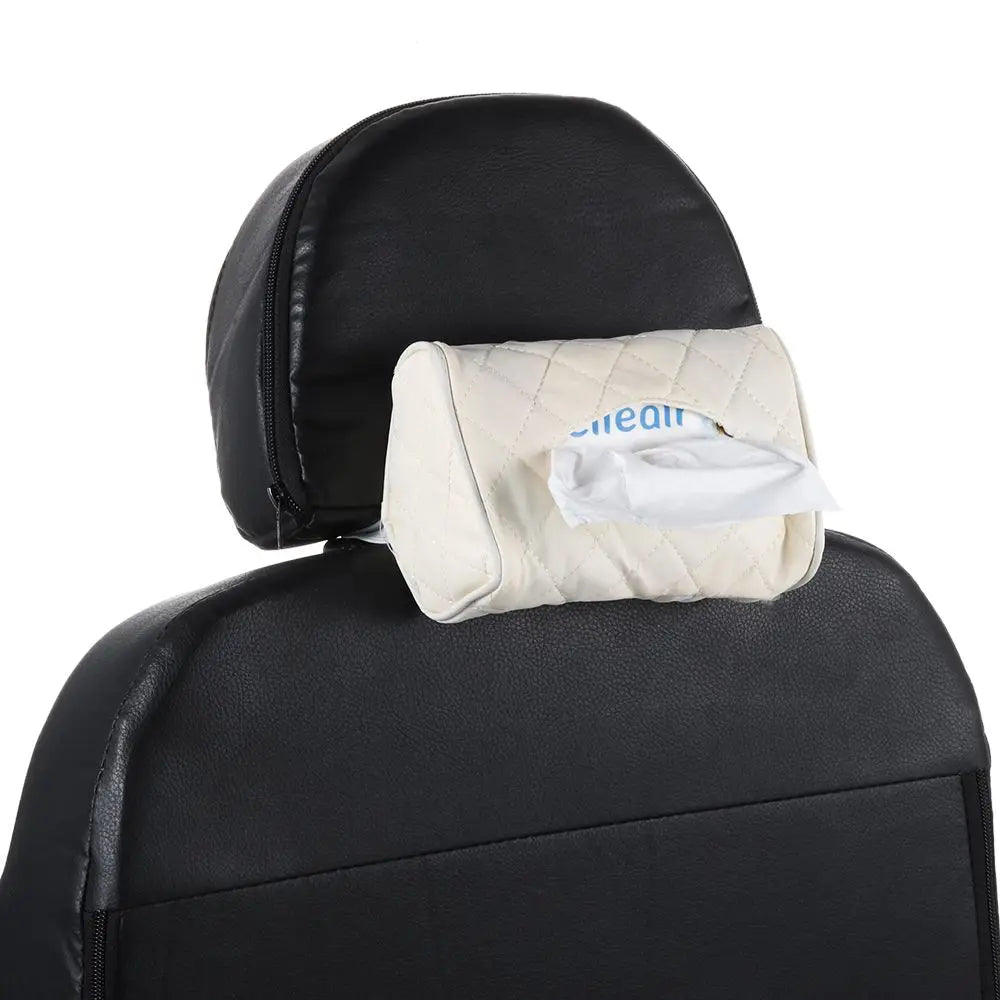 Back Seat Accessories Car Decoration Leather Napkin Bag Paper  Cover Tissue  Storage Box Organizer