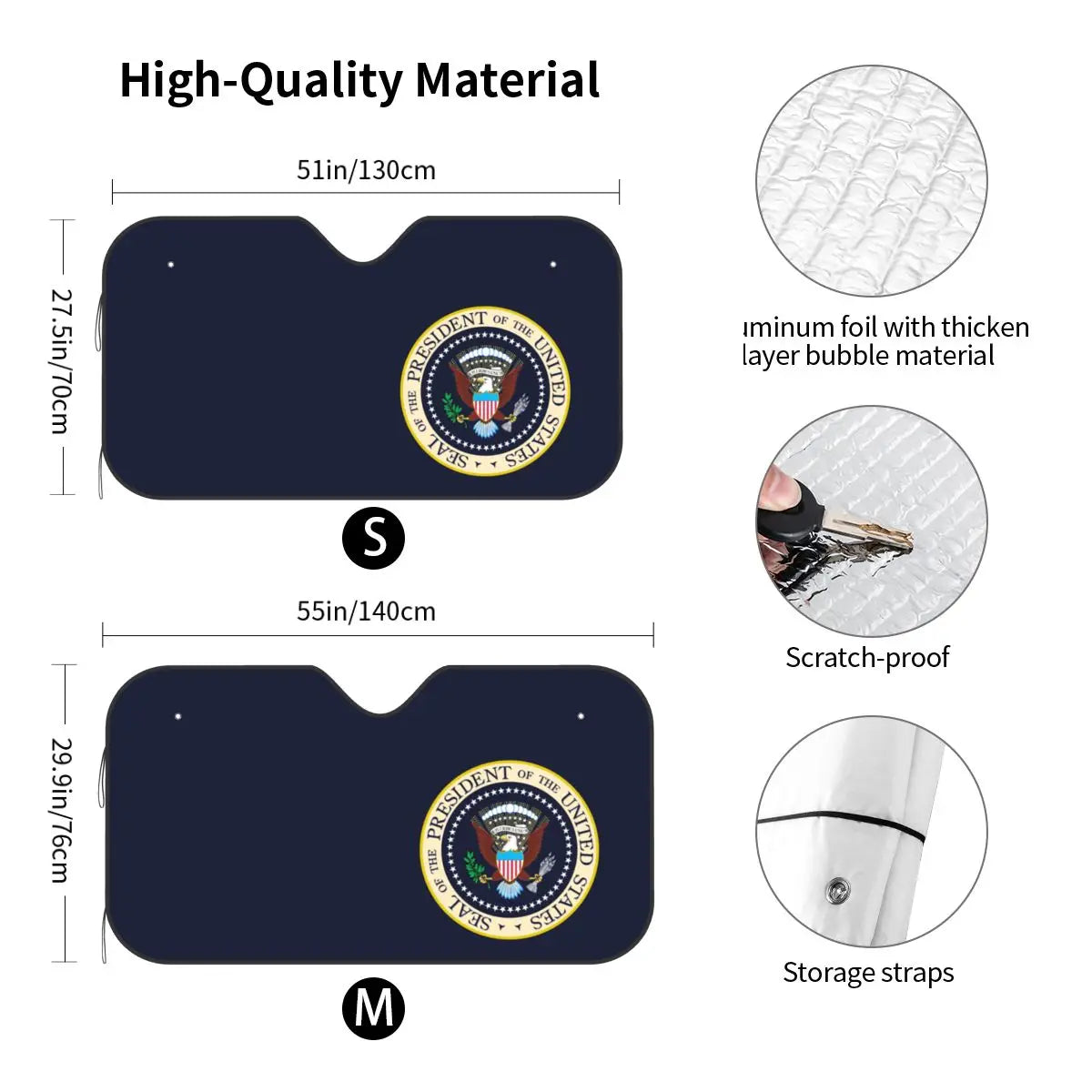 USA President Seal Logo Foldable Windshield Sunshade 70x130cm Donald Trump Foils Car Window Windscreen Cover UV Protector