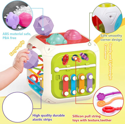 Baby Activity Cube Montessori Sensory Toy Shape Sorter for Children 1 2 Years