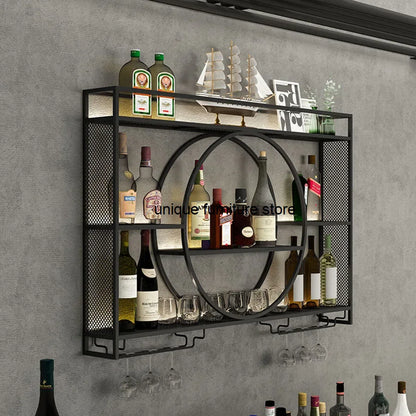 Wall Mount Wine Rack Bottle Holder Adapt Single Miniature Black Cup Glass Storage Wine Cabinet Decor Szafeczki Bar Furniture