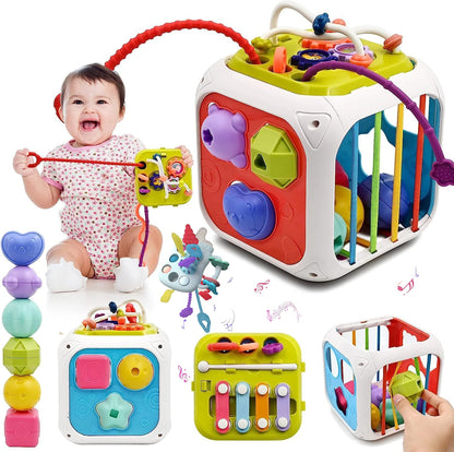 Baby Activity Cube Montessori Sensory Toy Shape Sorter for Children 1 2 Years