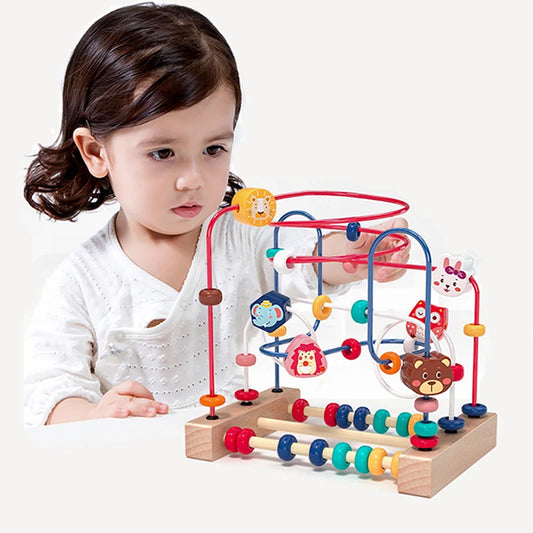 Montessori Baby Toys Wooden Roller Coaster Bead Maze Toddler Early Learning Educational Puzzle Math Toy for Children 1 2 3 Years