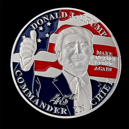 American 45th President Donald Trump Coin US White House The Statue of Liberty Silver Replica Coin Collection