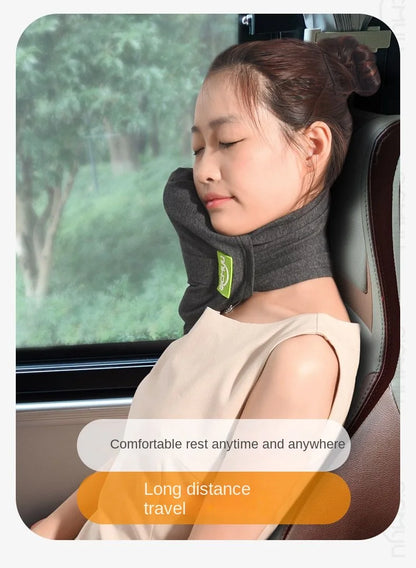 Memory Foam Travel Pillow, Neck Support Cushion with Washable Cover for Plane, Train and Car Pillows for Sleeping