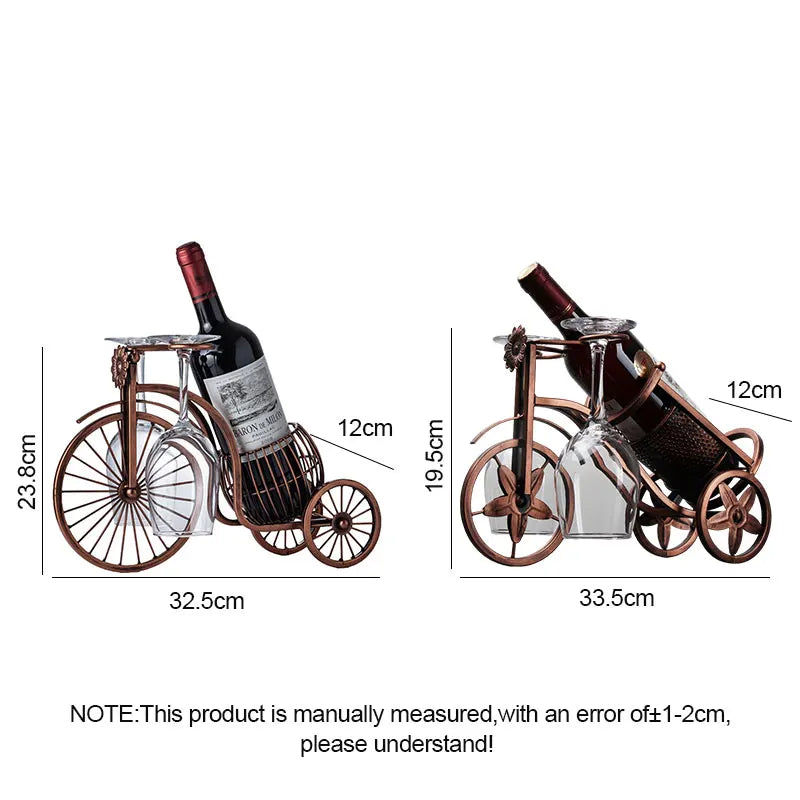 NUBECOM Retro Carriage Bike Wine Rack Hanging Wine Glass Holder Bar Dining Table Decor Wine Bottle Display Rack Wine Organizer