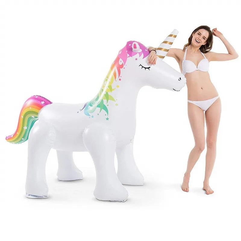 Giant Inflatable Unicorn Water Spray Pool Toys Swimming Float Outdoor Fountain Beach Party Kids Summer Toys Unicorn Party Decor