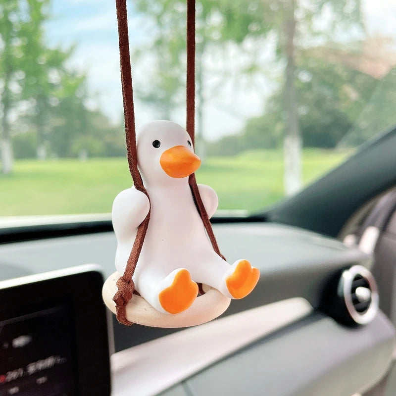 Cute Car Interior Duck Anime  Decoration Gypsum Auto Rearview Mirror Pendant for Swing Kawai Car Decoration Accessories Dropship