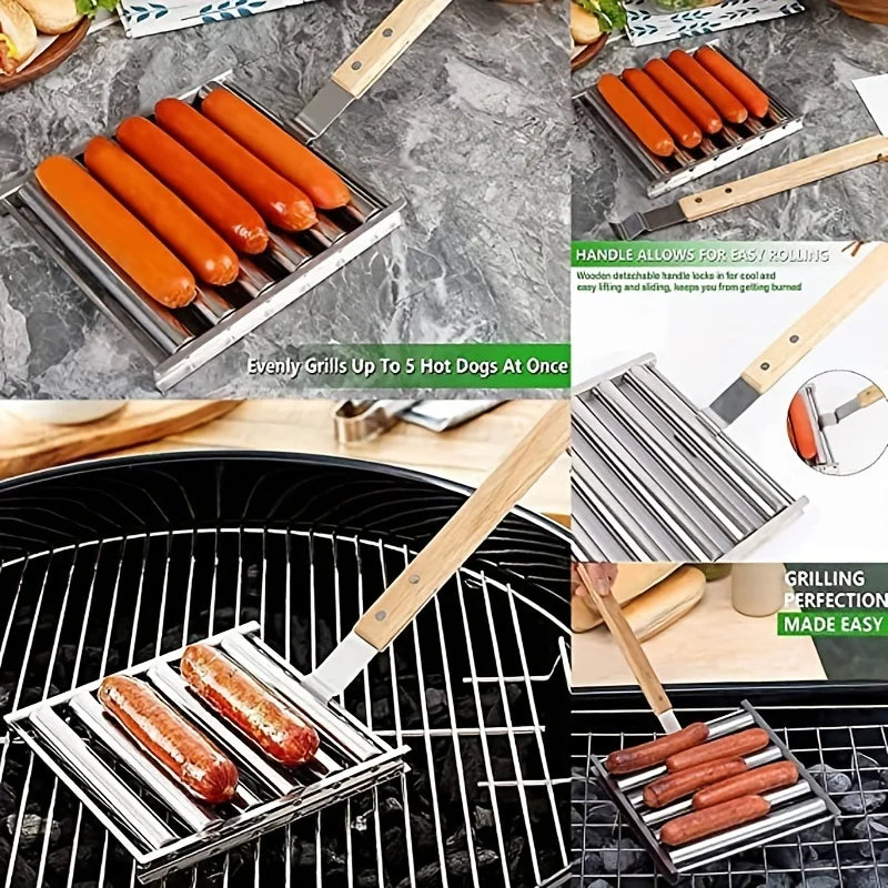 Stainless Steel Hot Dog Roller Rack Home Kitchen Barbecue Grilling Accessories