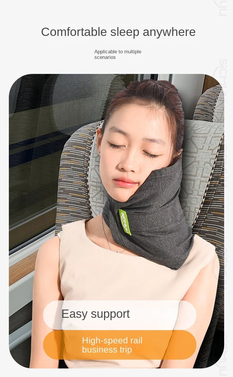 Memory Foam Travel Pillow, Neck Support Cushion with Washable Cover for Plane, Train and Car Pillows for Sleeping