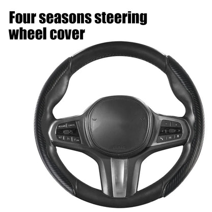 Universal 1Pair Micro Fiber Leather Auto Interior Decoration Accessories Carbon Fiber Look Car Steering Wheel Booster Cover