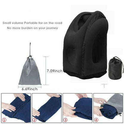 Inflatable Travel Pillow Portable Chin Support Neck Pillow for Airplane Car Bus Train Office Nap