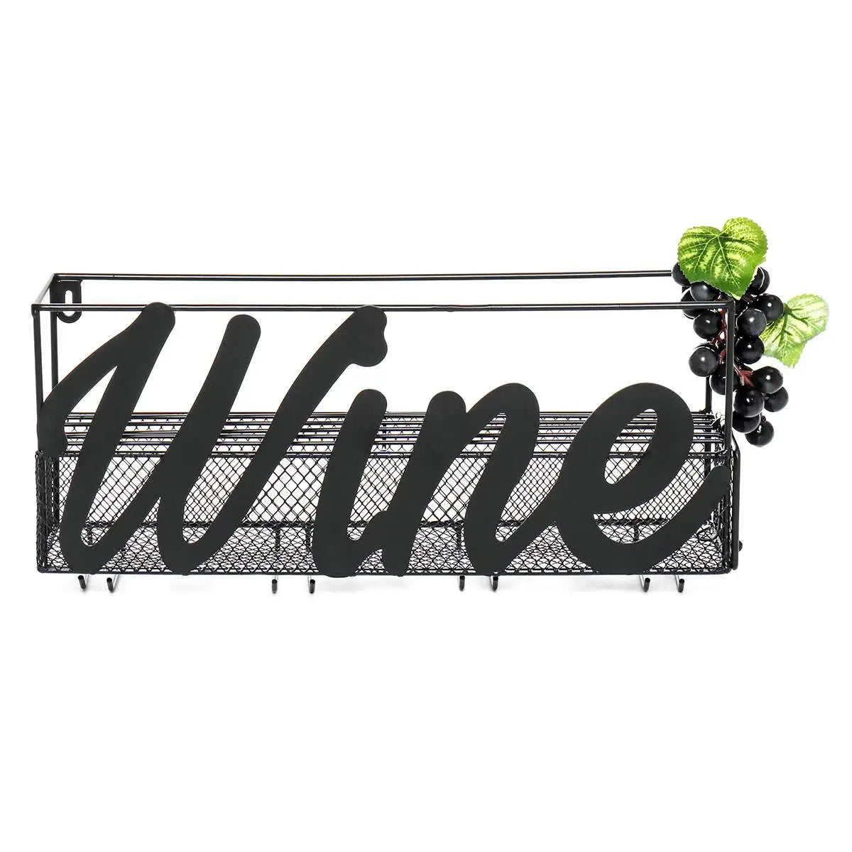 2 IN 1 Wall Mounted Wine Rack Home Bar Decor Wine Glass Hanging Holder Goblet Stemware Storage Organizer Rack with Cork Tray