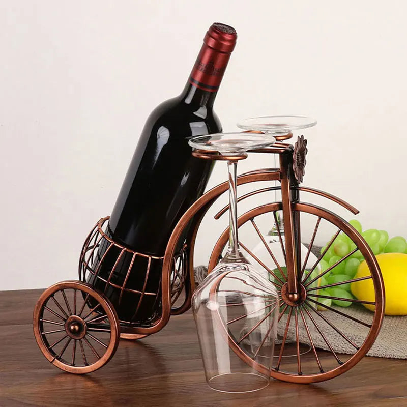 NUBECOM Retro Carriage Bike Wine Rack Hanging Wine Glass Holder Bar Dining Table Decor Wine Bottle Display Rack Wine Organizer