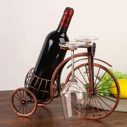 NUBECOM Retro Carriage Bike Wine Rack Hanging Wine Glass Holder Bar Dining Table Decor Wine Bottle Display Rack Wine Organizer