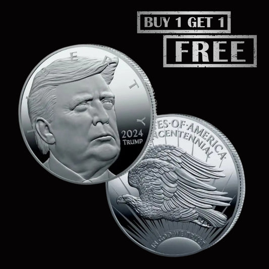 Trump Commemorative Coin Badges Challenge 2024 Trump Coin Silver-Plated Decorative Jewelry For Family Collectibles And Souvenir